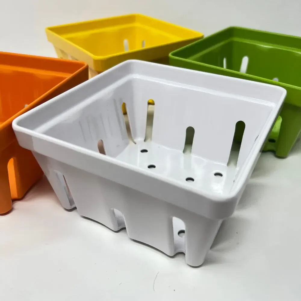 Set of 4 Melamine Berry Baskets Colorful Dishwasher Safe Storage Fridgescaping